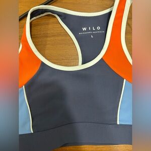 Wilo Women's Vibrant Sports Bra - Navy, Orange, and Blue SZ L